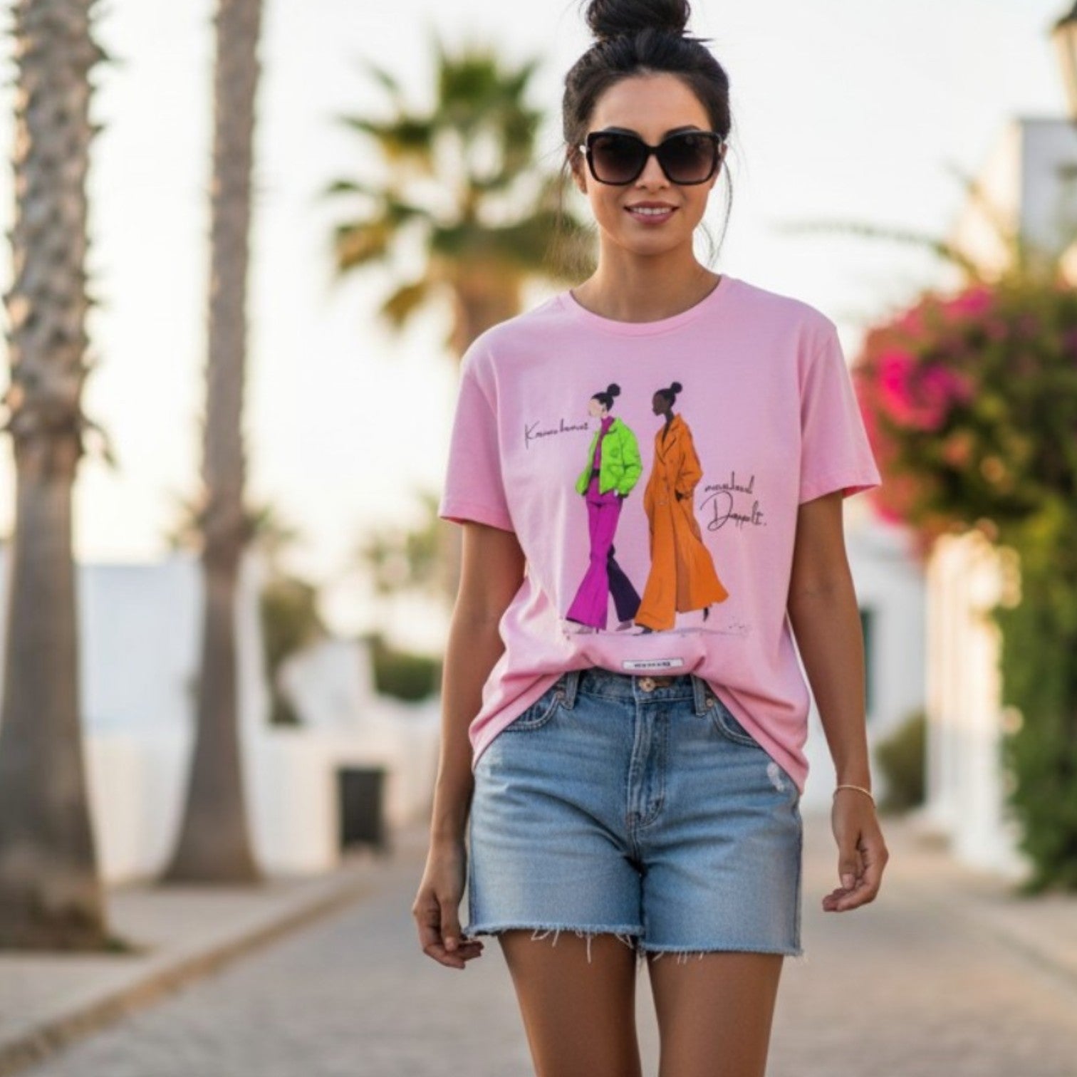 HOOKamSEE Shirt Karma kommt manchmal doppelt. in Rosa — Statement-Fashion Frauen, KARMA-Kollektion Bad Saarow