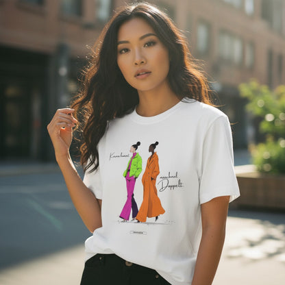 HOOKamSEE Shirt Karma kommt manchmal doppelt. in Weiß — Statement-Shirt Frauen, KARMA-Kollektion