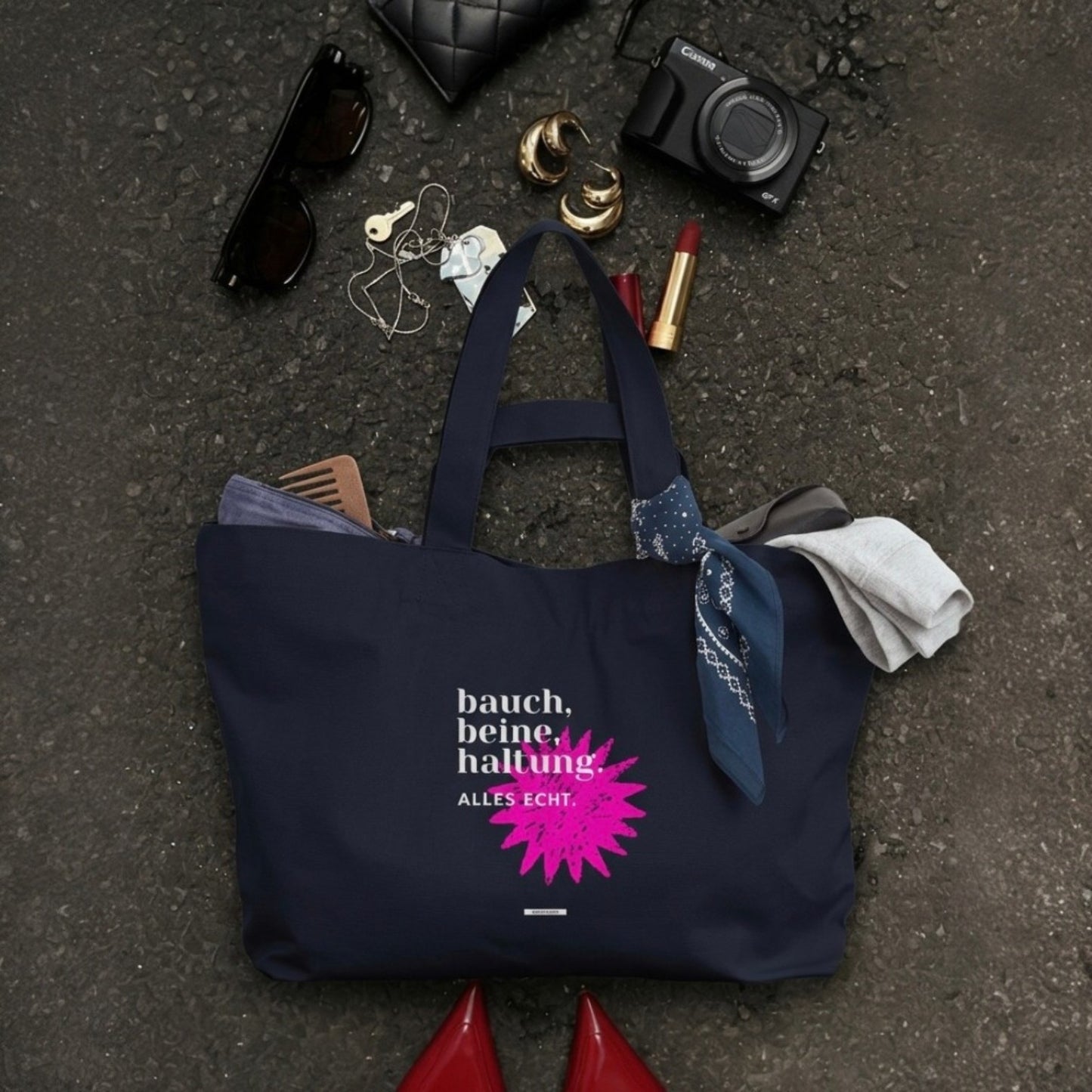 Große Shopping Bag „Bauch. Beine. Haltung“ #160
