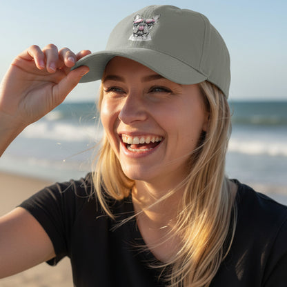 Unisex Cap Frenchie Pink Boss von HOOKamSEE mit modernem Frenchie Motiv
