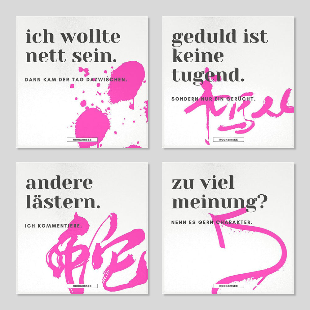 Keramikuntersetzer 4er-Set Ohne Filter mit provokanten Statement-Motiven
