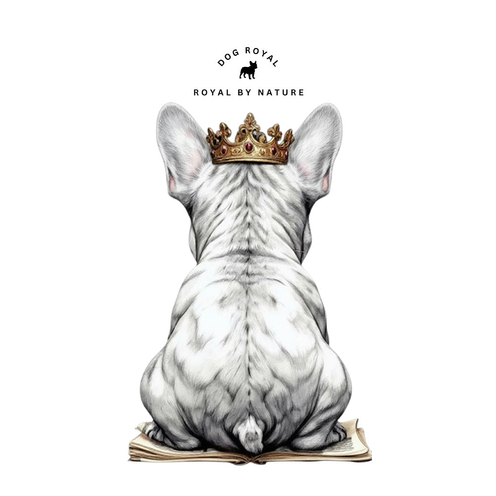 Rückseite Unisex Hoodie Frenchie Same News mit Royal by Nature Schriftzug und gekröntem Frenchie von hinten